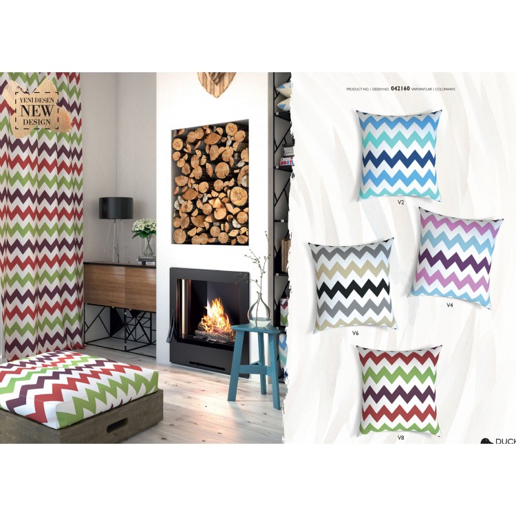 Premier Duck Bezi Zig Zag Desenli Renkli Kırlent Seti İçi Dolu 4 Lü Takım